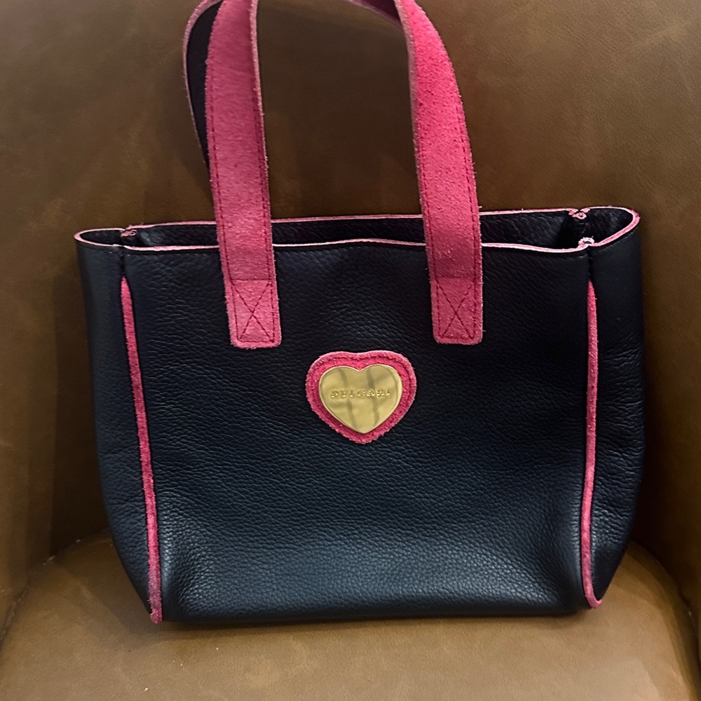Bulgari Black Tote with Pink Accents